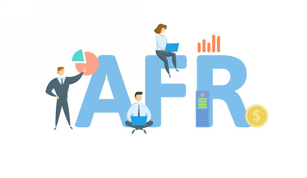 AFR, Applicable Federal Rate. Concept with keyword, people and icons. Flat vector illustration. Isolated on white background.