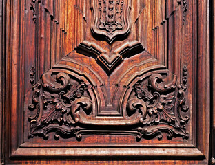 Carved wood, church door detail