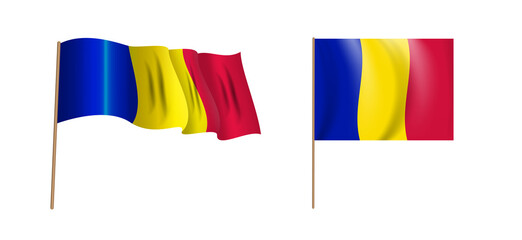 colorful naturalistic waving flag of the Principality of Andorra. Vector Illustration