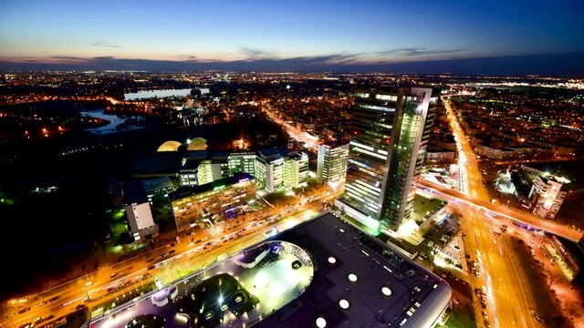 Bucharest city traffic timelapse footage 