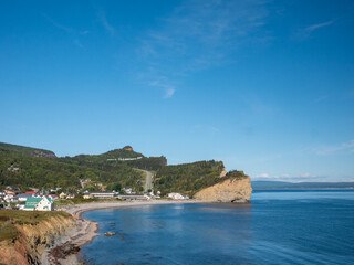 Fototapeta premium View on the Perce town, a popular spot for tourists. Perce, Quebec, Canada