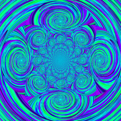 Abstract psychedelic spiral circle  background green purple
