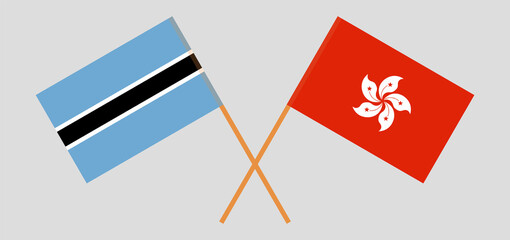 Crossed flags of Botswana and Hong Kong