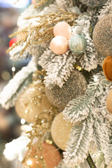 Christmas tree decor, in pastel gold colors