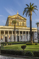 Papal Basilica of Saint Paul Outside the Walls (Basilica Papale di San Paolo Fuori le Mura, 1840) - one of four major basilicas in Rome, Italy.