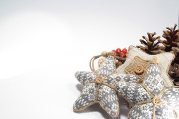 Christmas greeting card in vintage classic style in warm colors on white background