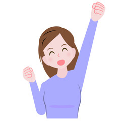 ガッツポーズをする女性