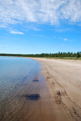 Clean beaches of the Manitoulin Island's own beach on its inland lakes, ON, Canada