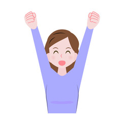 バンザイをする女性