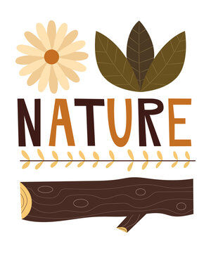 Nature Leaves Icons Mid-Century Vintage Retro Outdoors Design | Camping Hiking Autumn