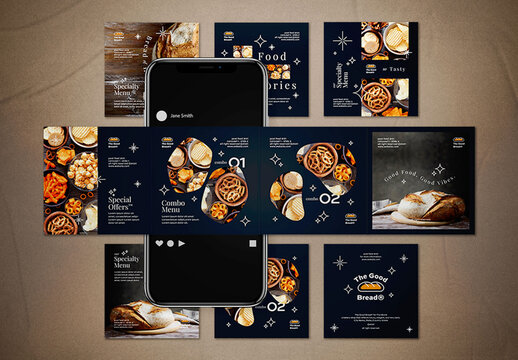 Food Carousel Template Social Media Post Layout