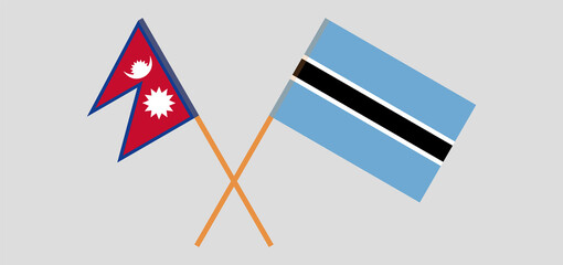 Crossed flags of Botswana and Nepal