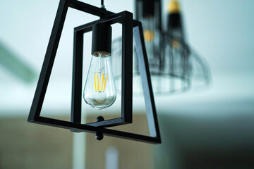 Loft interior stylish lamp with modern retro lamp. Interior decor