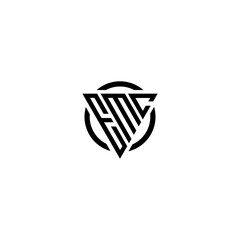 Initial letter EMC triangle monogram simple modern clean vector logo 
