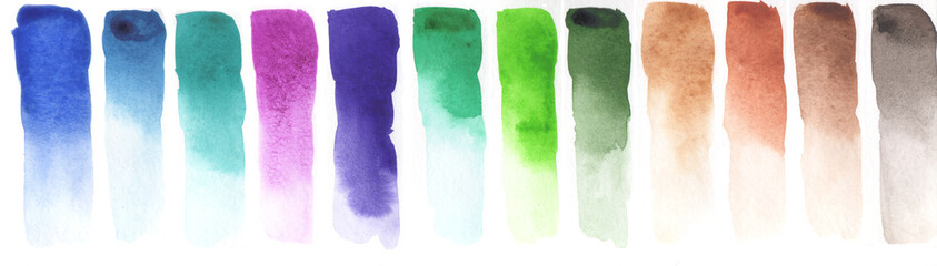 A Watercolor Color Chart on white background
