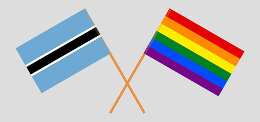 Crossed flags of Botswana and LGBTQ