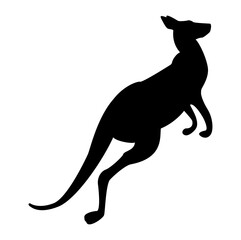 Black kangaroo silhouette isolated on white background. Vector Illustration