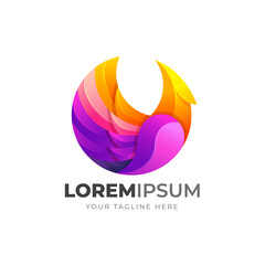 Gradient colorful eagle logo. Vector illustration