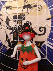 Vertical shot of traditional Halloween decorations