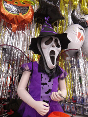 Vertical shot of traditional Halloween decorations