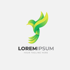 Fototapeta premium Gradient colorful bird logo. Vector illustration