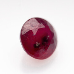 natural ruby gem on white background