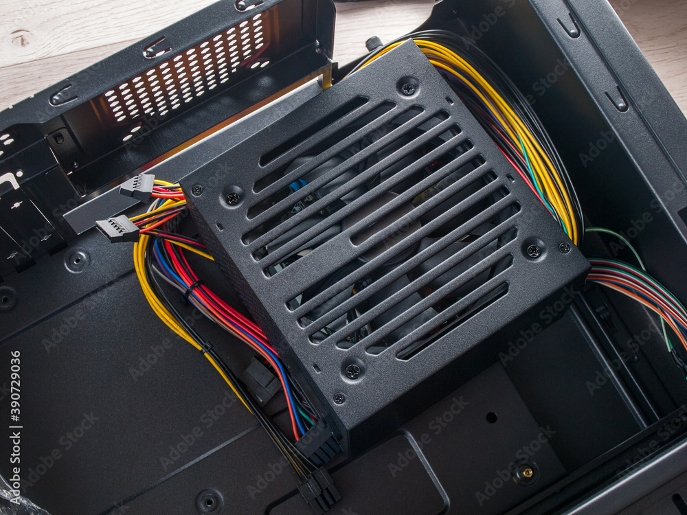 Aufkleber computer part for system unit assembly, power supply for computer close-up, choice of quiet silent r