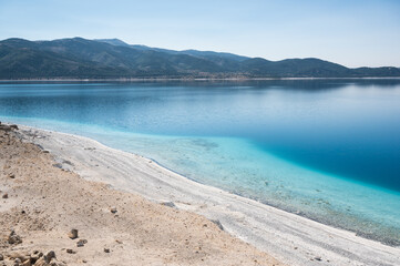 Scenery blue and azure water of Salda lake