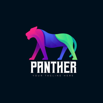 Gradient colorful phanter logo. Vector illustration