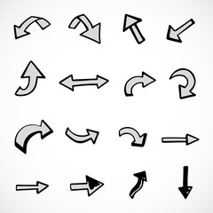 Vector set of hand-drawn arrows, elements for presentation