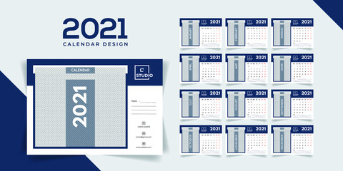 Abstract 2021 desk calendar template