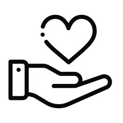 heart and hand love caring vector. web and app icon.