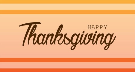 Happy Thanksgiving hand written calligraphic text, vector illustration. Script orange stroke, simple minimalistic calligraphic words isolated on white background, for web banners, greeting cards.