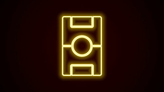 Glowing neon line Football table icon isolated on black background. Hockey table. 4K Video motion graphic animation
