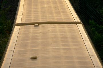 Fototapeta premium Top of moving S bahn train closeup in Berlin Germany