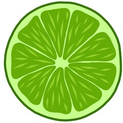 Bright tasty summer illustration of piece of lime isolated on white background