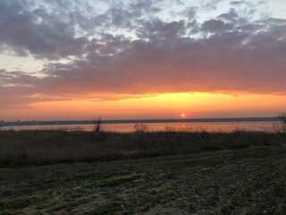 sunset over the field