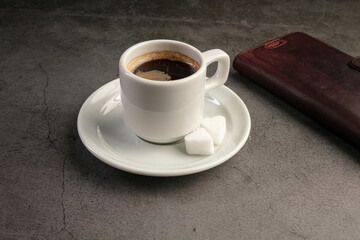 Coffee cup with a telephone