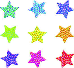 Colorful beads stars background. Izolated vector illustration. Use for printing, posters, T-shirts, textile drawing, print pattern. 