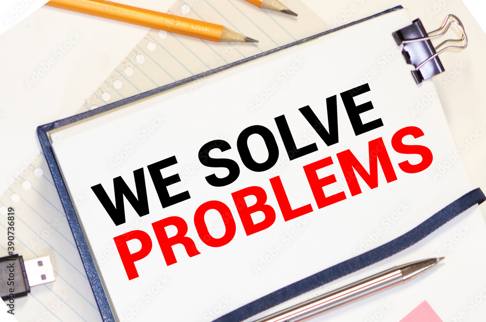 Poster notebook with text inside problem solving