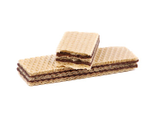 Wafers with chocolate chocolate filling isolated on white
