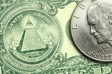 Coins on Paper Money for concept background