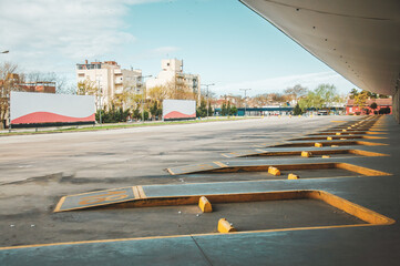 bus terminal empty in summer vacation due to coronavirus pandemic © Matias