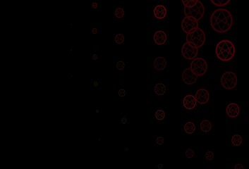 Dark Green, Red vector background with occult symbols.