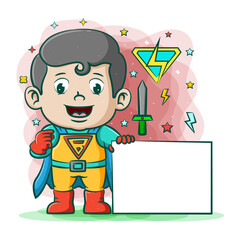 The electric boy with the blue cloak holding a white board