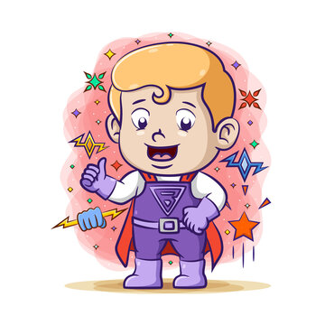 The super boy with the electric power and using the purple super costume