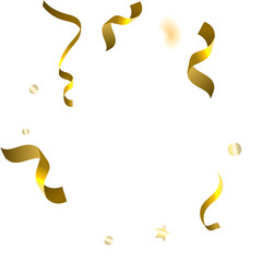 Holiday Serpentine. Gold Foil Streamers Ribbons.