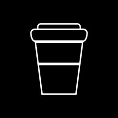 Coffee cup icon on black background. Vector illustration.