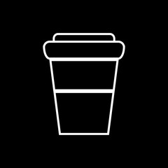 Coffee cup icon on black background. Vector illustration.