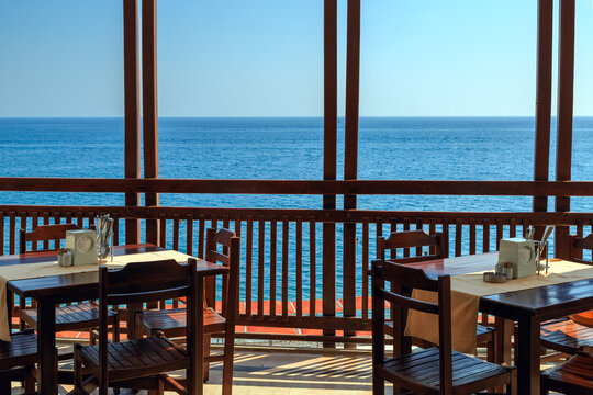 Restaurant on the Mediterranean coast. Kemer, Turkey.